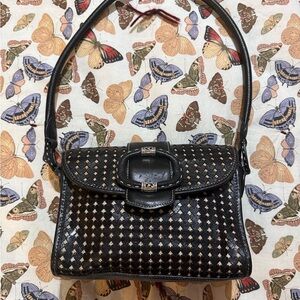 Brighton Black and Cream Woven Shoulder Bag